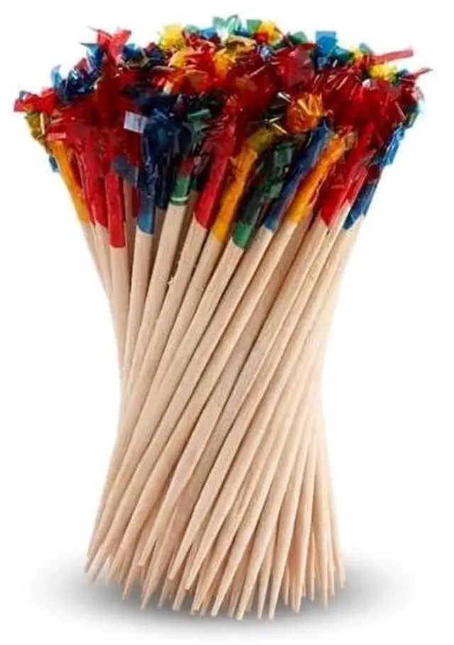 Main image of Bamboo Fancy Toothpicks for Appetizers, Cocktail Picks with Frill, Decorative Skewers for Charcuterie Boards, Fruit, Sandwiches, Party Drinks & Snacks (100, 4 Inch)
