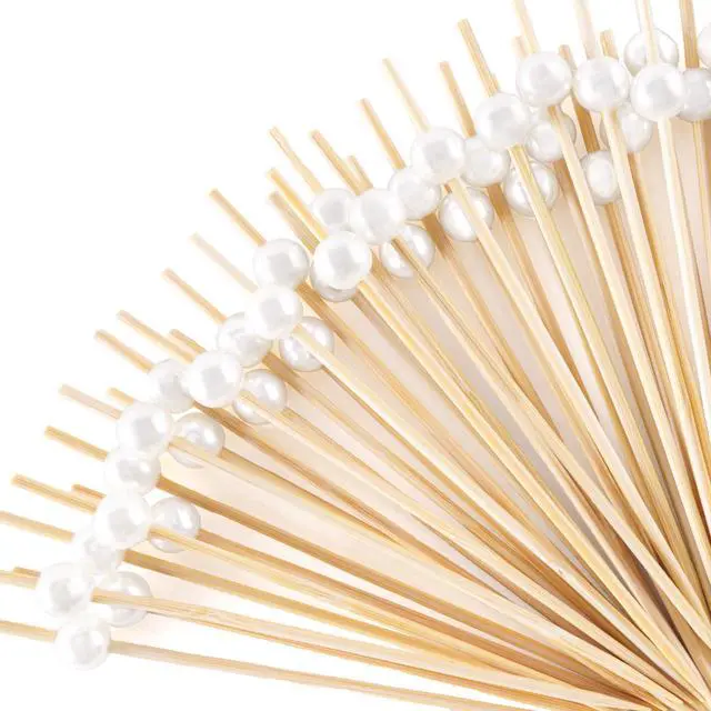 Main image of 200PCS Cocktail Picks, 4.7Inch Fancy Toothpicks for Appetizers | White Pearl Bamboo Skewers Sticks for Charcuterie Drinks Fruit Food Wedding Bridal Shower Party Decor Boards Accessories
