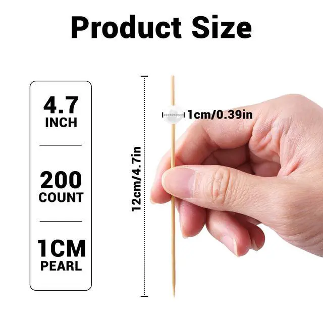 Alt view image 3 of 7 - 200PCS Cocktail Picks, 4.7Inch Fancy Toothpicks for Appetizers | White Pearl Bamboo Skewers Sticks for Charcuterie Drinks Fruit Food Wedding Bridal Shower Party Decor Boards Accessories