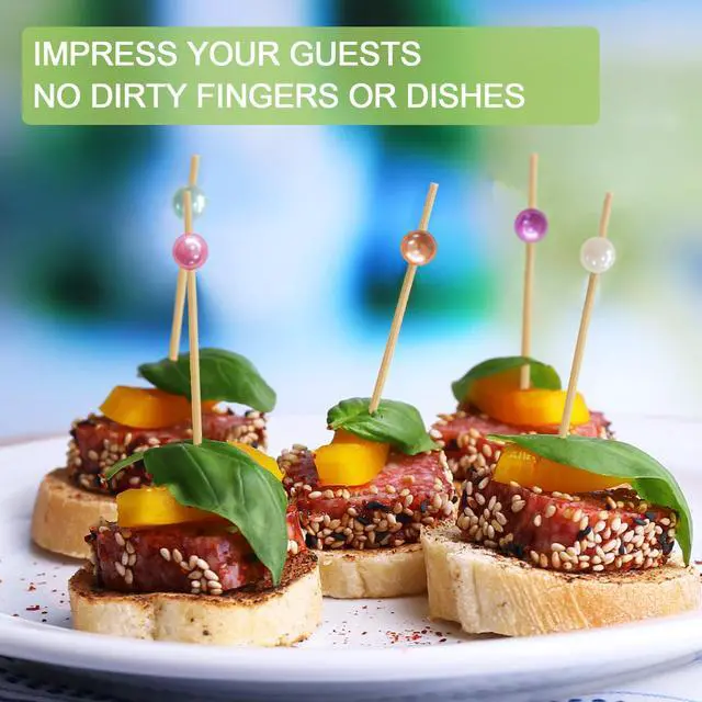 Alt view image 3 of 7 - 1000 Pieces Cocktail Picks Fancy Toothpicks for Appetizers 4.7 Inch Decorative Appetizer Skewers Cocktail Sticks for Drinks, Fruit, Charcuterie, Wedding Food Party (Multicolor)