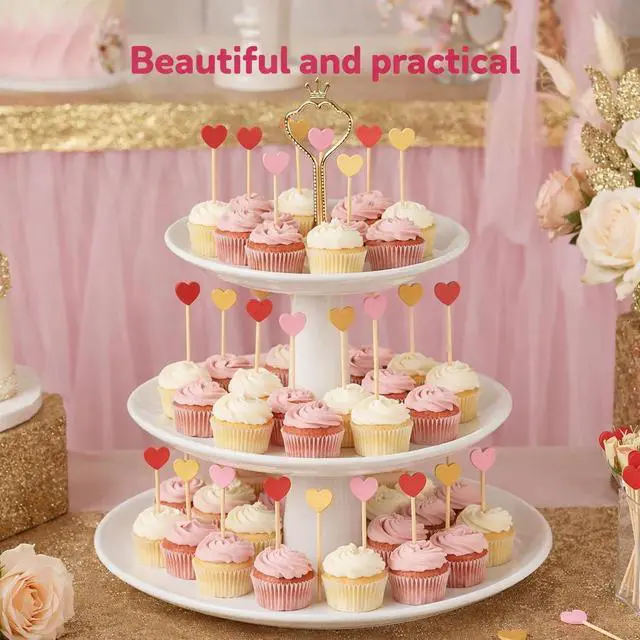 Alt view image 6 of 7 - Heart Shaped Cocktail Picks 300 Pcs, 4.7 Inch Natural Bamboo Toothpicks for Appetizers, Love Heart Fancy Food Picks for Wedding, Valentines, Bridal Shower, Party, Birthday Decorations (Gold Pink Red)