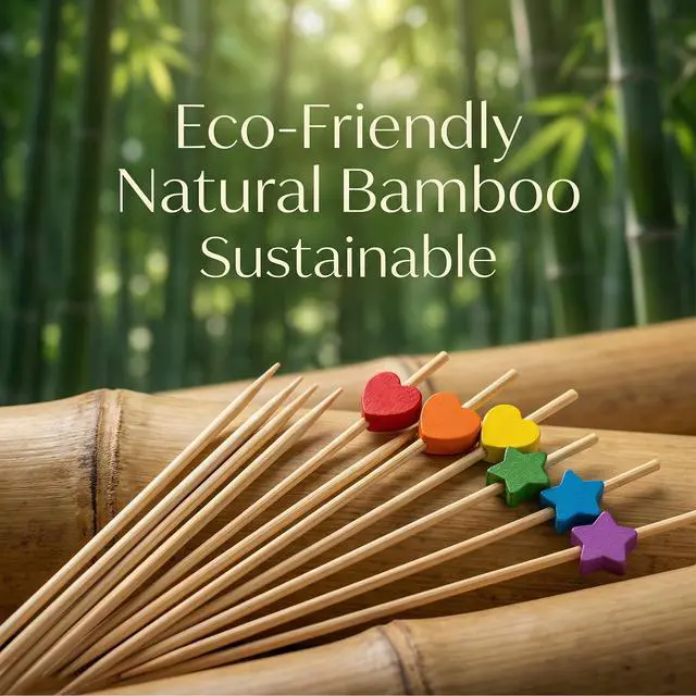 Alt view image 4 of 7 - 200 Count Bamboo Cocktail Picks Colorful Heart and Star Appetizer Skewers | 4.7 Inch Decorative Toothpicks for Drinks Fruit and Cheese Disposable Party