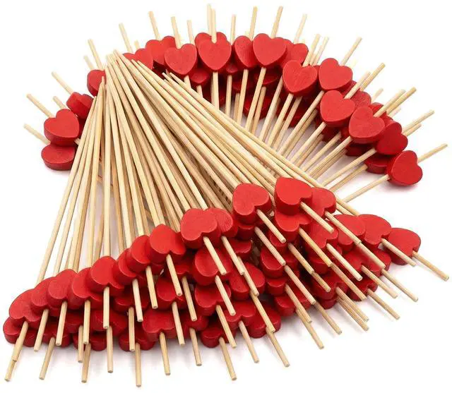 Main image of 200Pcs Bamboo Cocktail Picks BBQ Toothpicks,4.7 Inch Fancy Toothpicks for Appetizers, Fruits, Desserts,Hamburgers,DrinksPerfect for Valentines Day,Wedding,Party,Table Decoration