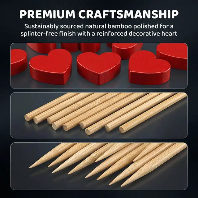 Alt view image 3 of 7 - 200Pcs Bamboo Cocktail Picks BBQ Toothpicks,4.7 Inch Fancy Toothpicks for Appetizers, Fruits, Desserts,Hamburgers,DrinksPerfect for Valentines Day,Wedding,Party,Table Decoration