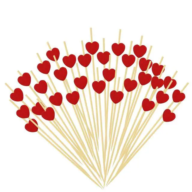 Alt view image 4 of 7 - 200Pcs Bamboo Cocktail Picks BBQ Toothpicks,4.7 Inch Fancy Toothpicks for Appetizers, Fruits, Desserts,Hamburgers,DrinksPerfect for Valentines Day,Wedding,Party,Table Decoration