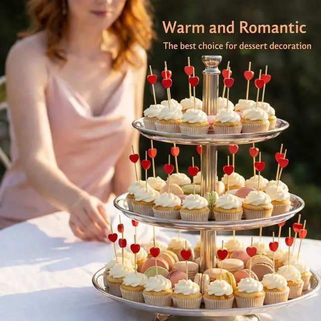 Alt view image 7 of 7 - 200Pcs Bamboo Cocktail Picks BBQ Toothpicks,4.7 Inch Fancy Toothpicks for Appetizers, Fruits, Desserts,Hamburgers,DrinksPerfect for Valentines Day,Wedding,Party,Table Decoration