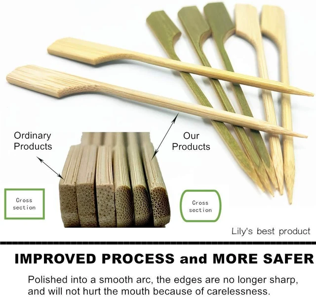 Alt view image 2 of 6 - 7 inch Bamboo Paddle Picks Skewers for CocktailFruit KabobsBBQKitchenGrillingBarbeque Snacks.Wood pick More Size Choices 3.5''/ 4.7''/ 7''/ 10'' (Pack of 100)