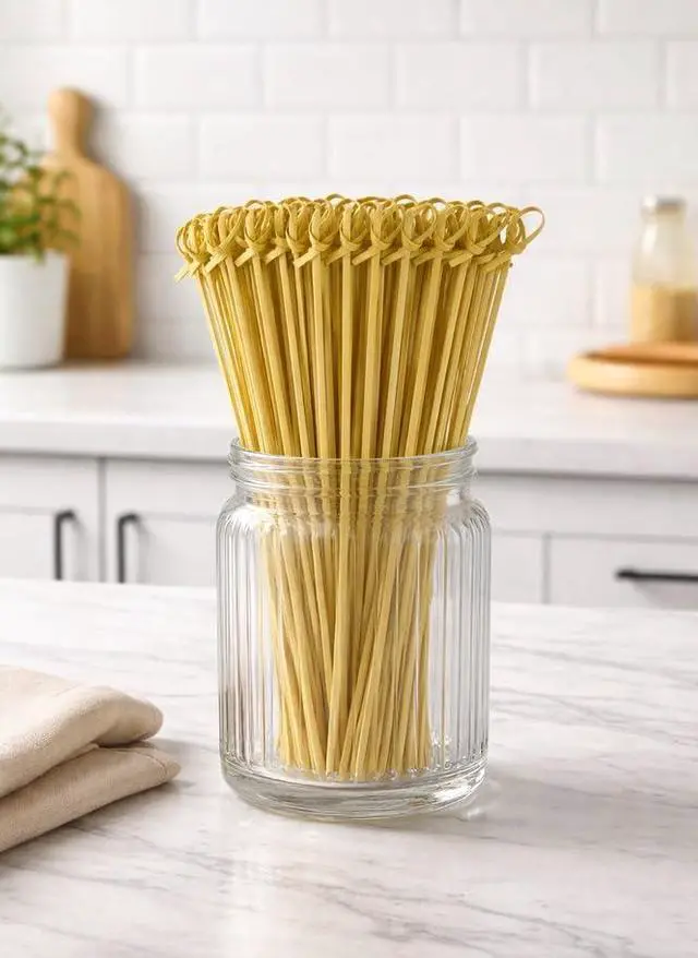 Alt view image 4 of 7 - Bamboo Cocktail Picks Decorative Knot Skewers for Appetizers, Party Snacks, Fancy Toothpicks (100, 4.7 Inch)