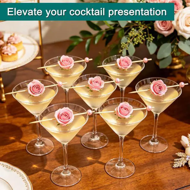 Alt view image 6 of 7 - 200 PCS Pink Pearl Cocktail Picks, Pink Fancy Toothpicks for Appetizers | 4.7 Inch Long Decorative Bamboo Cocktail Skewers for Sandwich Food Fruit Charcuterie, Wedding Decor Bridal Shower Decorations