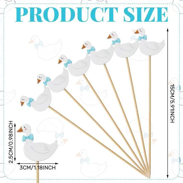 Alt view image 3 of 7 - Blue 150 Pcs Cocktail Picks 5.9 Inch goose duck Toothpicks for Appetizers Fancy Decorative Toothpicks Natural Bamboo Cocktail Skewer for Sandwich Cake Dessert Fruit Party Decoration (Goose)