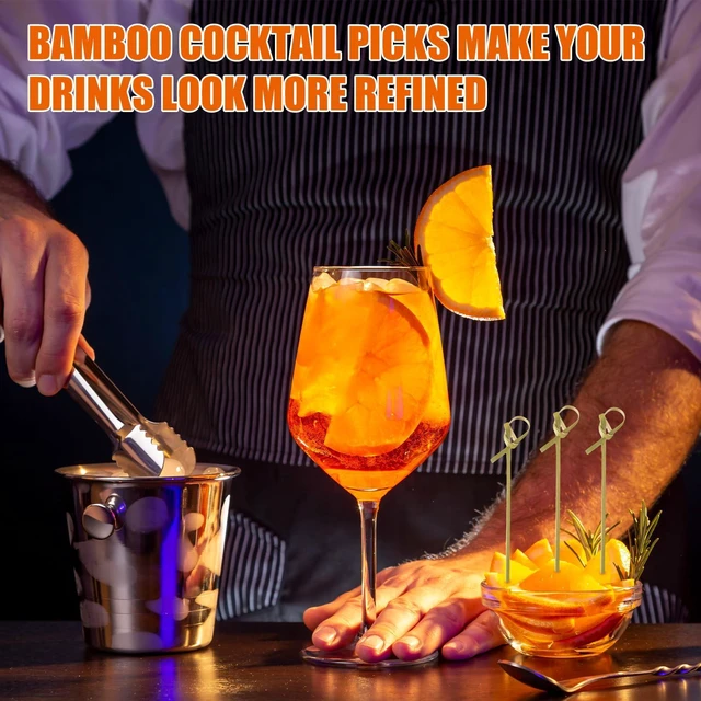 Alt view image 6 of 7 - 2000 Pcs Bamboo Cocktail Picks Looped Knot Skewers 4.13 Inch | For Appetizers Drink Garnish, Party Bar Snacks Sandwiches, Fruit Toothpicks, Decorative Knot Design, Handmade Food Sticks