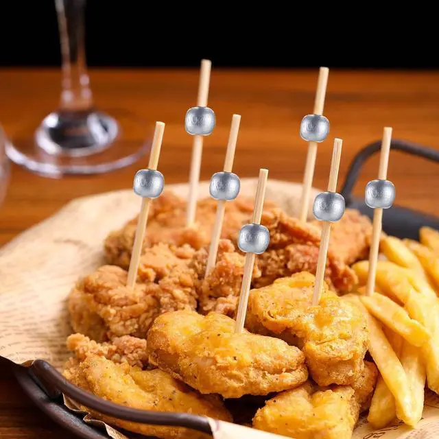 Alt view image 3 of 7 - 200 Pcs Cocktail Picks, Fancy Toothpicks for Appetizers, Mini Food Picks | Bamboo Cocktail Sticks Skewers for Drinks, Desserts, Charcuterie, 4.7 Inch Decorative Wedding Party Silver Ball Tooth Picks