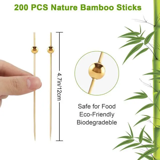 Alt view image 2 of 7 - 200 Pcs Cocktail Picks for Drinks, Fancy Toothpicks for Appetizers, Bamboo Cocktail Picks for Appetizers, Cocktail Toothpicks Cocktail Skewers Appetizer Picks for Party - 4.7 Inch