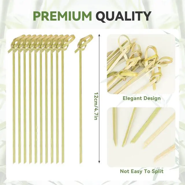 Alt view image 2 of 6 - 200PCS Cocktail Picks Bamboo Skewers for Appetizers, Fancy Toothpicks for Appetizers, 4.7 Inch Long Decorative Knot Bamboo Cocktail Sticks for Party Drinks Food Fruit Charcuterie Boards Accessories