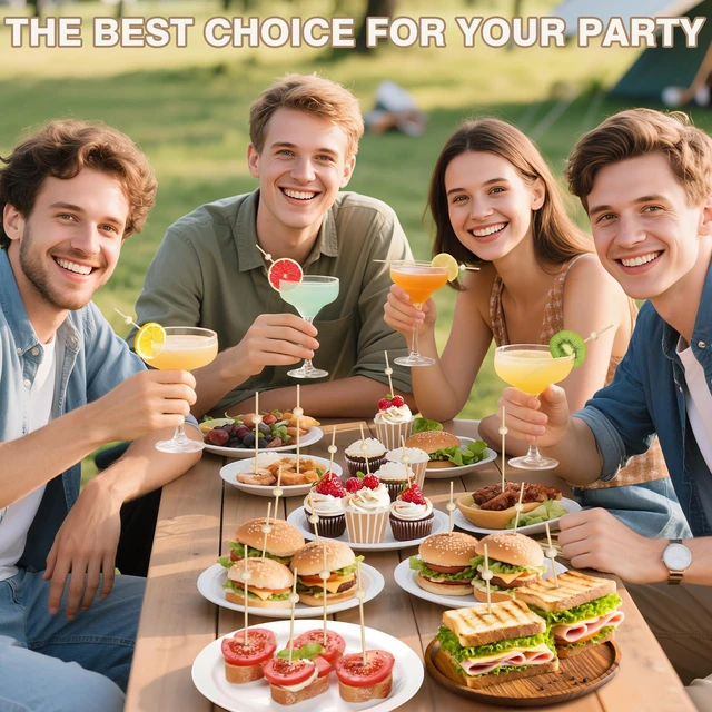 Alt view image 6 of 7 - 200PCS Cocktail Picks, Natural Wooden Ball Fancy Toothpicks for Appetizers | 4.7 in Long Bamboo Skewers, Garnish Sticks, for Food, Drinks, Sandwich, Fruit, Charcuterie Boards Accessories, Party Suppli