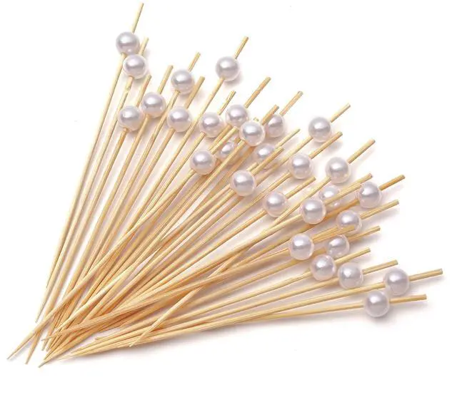 Alt view image 2 of 6 - Cocktail Picks for Appetizers, Toothpicks for Appetizers, 200PCS Bamboo Cocktail Toothpicks for Drinks Fruit, Decorative Bamboo Skewers for Appetizer Food Sticks