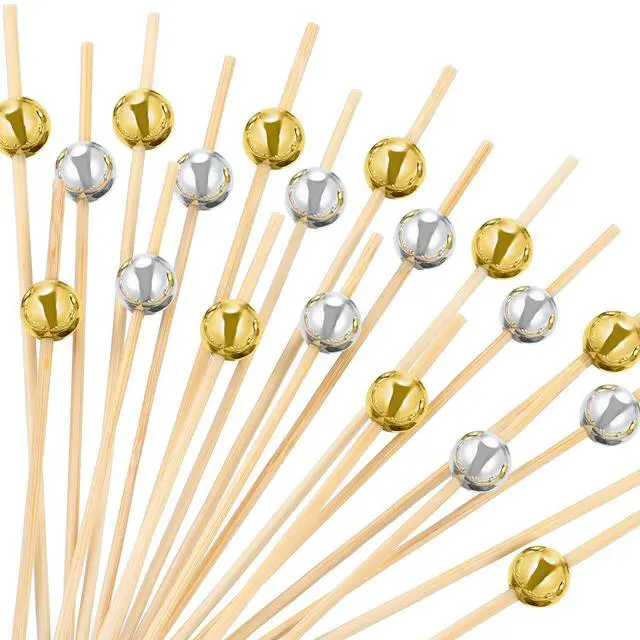 Main image of 200 Pack Cocktail Picks Fancy Toothpicks for Appetizers 4.7 Inch Pearl Cocktail Skewers for Drink Bamboo Flavored Stick Charcuterie Fruit Food Accessories Birthday Wedding Party Decor