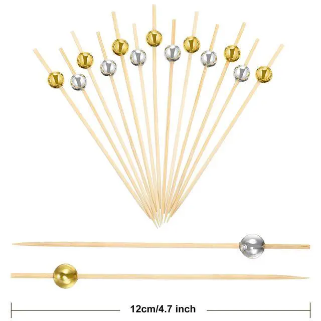 Alt view image 3 of 6 - 200 Pack Cocktail Picks Fancy Toothpicks for Appetizers 4.7 Inch Pearl Cocktail Skewers for Drink Bamboo Flavored Stick Charcuterie Fruit Food Accessories Birthday Wedding Party Decor