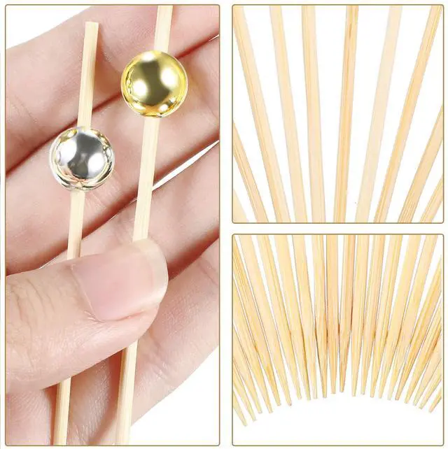 Alt view image 2 of 6 - 200 Pack Cocktail Picks Fancy Toothpicks for Appetizers 4.7 Inch Pearl Cocktail Skewers for Drink Bamboo Flavored Stick Charcuterie Fruit Food Accessories Birthday Wedding Party Decor