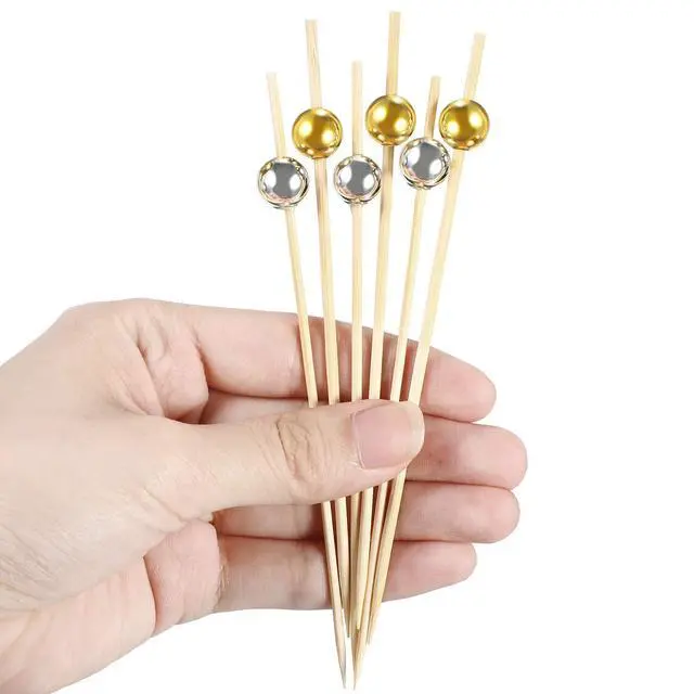 Alt view image 4 of 6 - 200 Pack Cocktail Picks Fancy Toothpicks for Appetizers 4.7 Inch Pearl Cocktail Skewers for Drink Bamboo Flavored Stick Charcuterie Fruit Food Accessories Birthday Wedding Party Decor