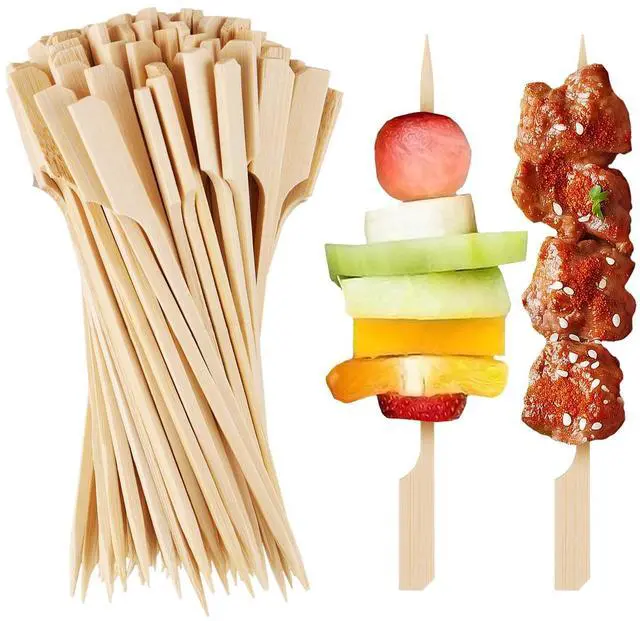Main image of 200 PCS 6inch Cocktail Picks Bamboo Skewers for Appetizers Paddle Wooden Skewers, Fancy Flat Toothpicks for Party Drinks Fruit BBQ, Charcuterie Boards Accessories