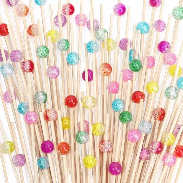 Main image of 200PCS Cocktail Picks, Colored Pearl Fancy Toothpicks for Appetizers | 4.7 in Long Decorative Bamboo Skewers, Wooden Garnish Sticks for Food, Drinks, Fruit, Charcuterie Accessories, Party Supplies