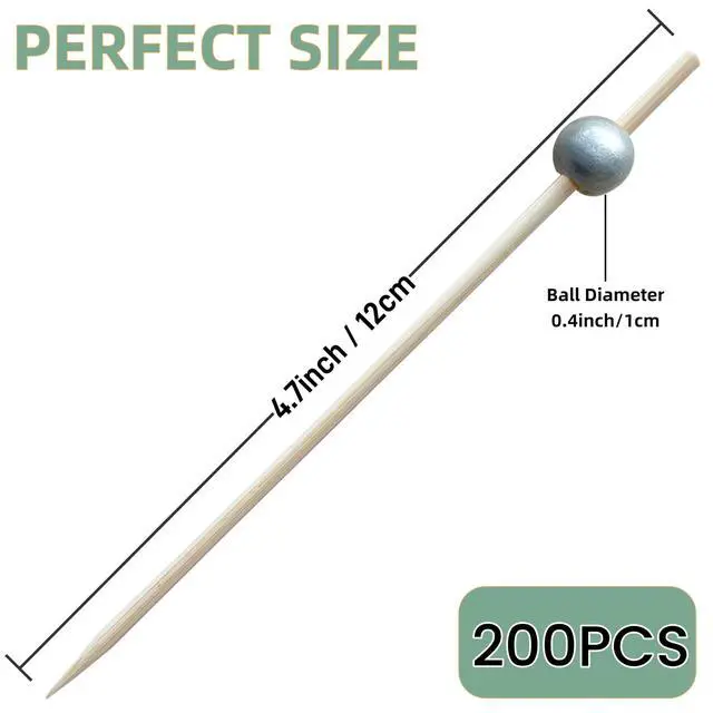 Alt view image 2 of 6 - 200 PCS Silver Cocktail Picks Fancy Bamboo Toothpicks for Appetizers Skewers 4.7 Inch Food Picks for Charcuterie Sticks Boards Accessories (Silver)