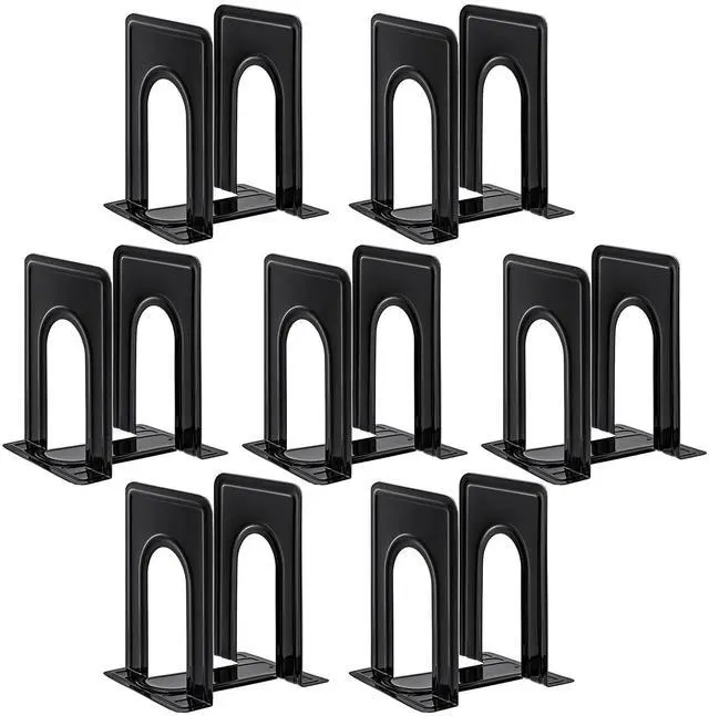 Main image of 7 Pairs Book Ends, Heavy Duty Bookends for Shelves, Black | Book Holder for Shelf, Non-Skid Metal Book Holders, Book Ends for Heavy Books, Book Stopper for Library, Office Supplies