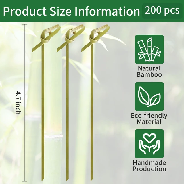 Alt view image 2 of 7 - 200 Pcs 4.7 Inch Bamboo Cocktail Picks,Bamboo Skewers for Fruit | Fancy Knot Appetizer Skewers,Eco-Friendly Biodegradable Cocktail Sticks for Drinks, Fruit, Charcuterie, Party Supplies