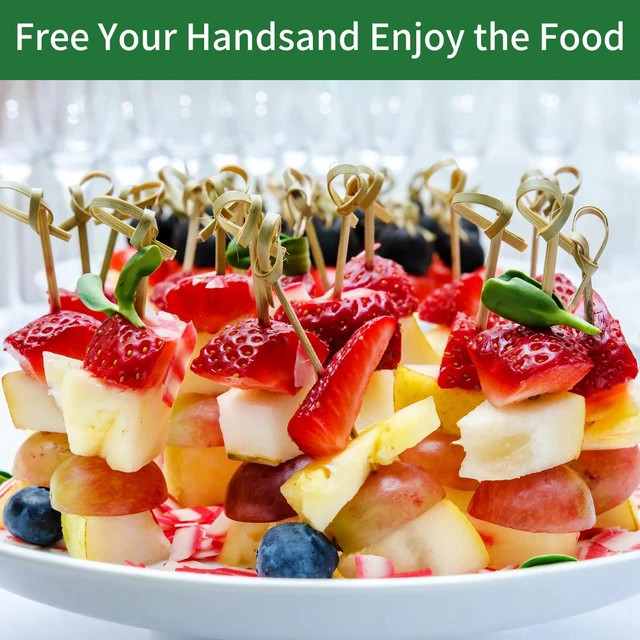 Alt view image 3 of 7 - 200 Pcs 4.7 Inch Bamboo Cocktail Picks,Bamboo Skewers for Fruit | Fancy Knot Appetizer Skewers,Eco-Friendly Biodegradable Cocktail Sticks for Drinks, Fruit, Charcuterie, Party Supplies