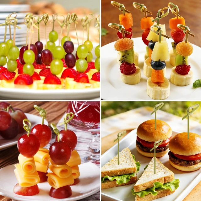 Alt view image 7 of 7 - 200 Pcs 4.7 Inch Bamboo Cocktail Picks,Bamboo Skewers for Fruit | Fancy Knot Appetizer Skewers,Eco-Friendly Biodegradable Cocktail Sticks for Drinks, Fruit, Charcuterie, Party Supplies