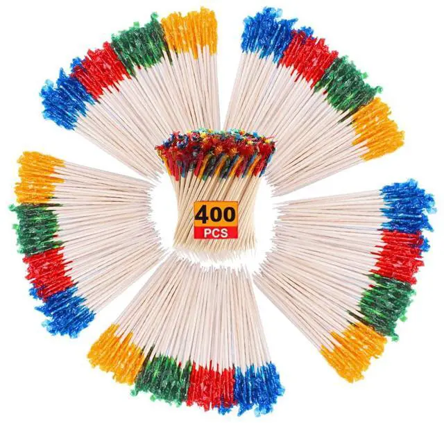 Main image of 400PCS Fancy Toothpicks for Appetizers, 2.6IN Appetizer Picks for Cocktail Party Drinks Fruit Sandwiches, Decor Charcuterie Boards Accessories, Skewers for Appetizers,Frill Toothpicks for Food