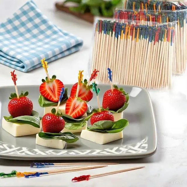 Alt view image 5 of 7 - 400PCS Fancy Toothpicks for Appetizers, 2.6IN Appetizer Picks for Cocktail Party Drinks Fruit Sandwiches, Decor Charcuterie Boards Accessories, Skewers for Appetizers,Frill Toothpicks for Food