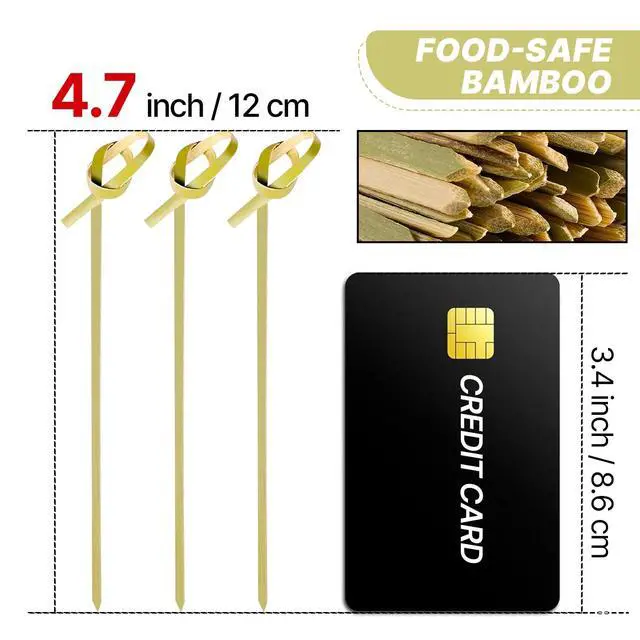 Alt view image 2 of 6 - Cocktail Picks 4.7 Inch 200pcs Appetizers Bamboo Skewers Toothpicks | Cocktail Picks for Appetizers Knot Toothpicks for Food Drink Fruit Sandwich BBQ Charcuterie Boards Accessories Party Supplies