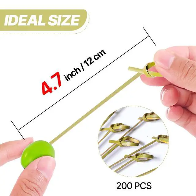 Alt view image 3 of 6 - Cocktail Picks 4.7 Inch 200pcs Appetizers Bamboo Skewers Toothpicks | Cocktail Picks for Appetizers Knot Toothpicks for Food Drink Fruit Sandwich BBQ Charcuterie Boards Accessories Party Supplies