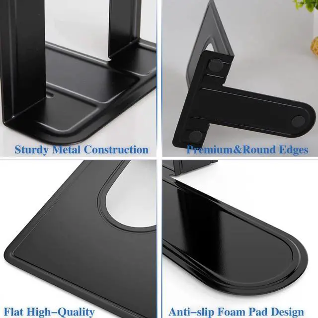 Alt view image 4 of 7 - 30 Pcs Metal Book Ends for Shelves, Heavy Duty Bookends for Office Home Kitchen Decorative, Nonskid Book Ends to Hold Heavy Books Black 6.5 x 5 x 5.7 in, 15 Pairs