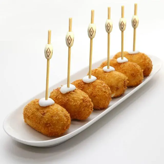 Alt view image 7 of 7 - 200PCS Oval Wood Pearl Cocktail Picks for Drinks&Food, 4.7 Inch Fancy Decorative Cocktail Toothpicks Food Picks, Decorative Bamboo picks for Hallowen Parties Bar Hotel Events July 4th