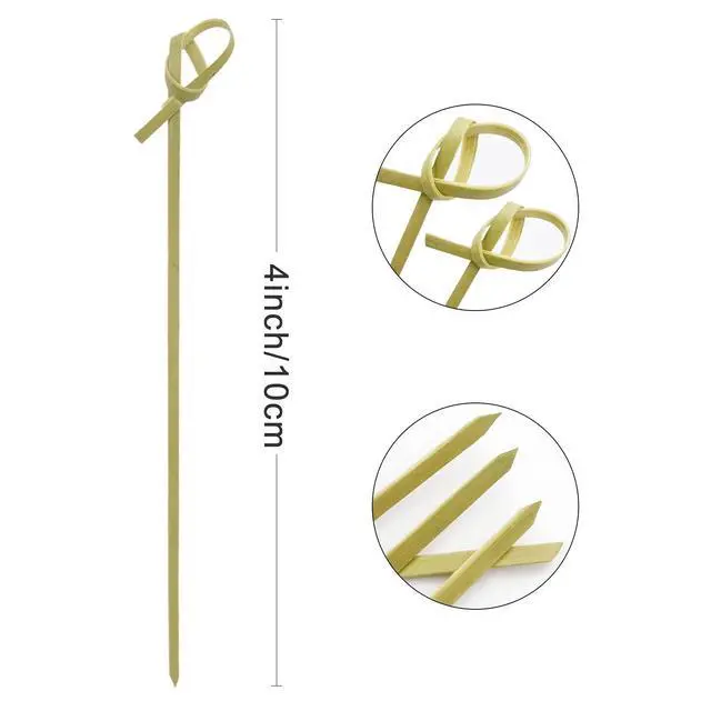 Alt view image 3 of 7 - Bamboo Cocktail Picks 200 PCS Bamboo Skewers 4 Inch with Looped Knot, Food Picks,Party Toothpicks for Appetizers,Cocktail Drinks,Barbecue Snacks,Club Sandwiches.