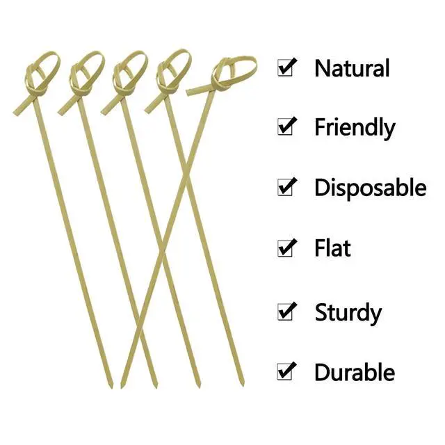 Alt view image 4 of 7 - Bamboo Cocktail Picks 200 PCS Bamboo Skewers 4 Inch with Looped Knot, Food Picks,Party Toothpicks for Appetizers,Cocktail Drinks,Barbecue Snacks,Club Sandwiches.