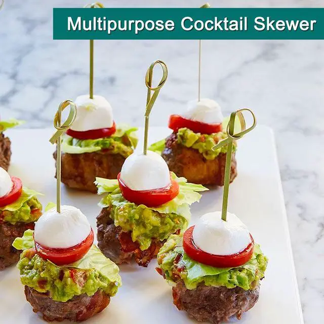 Alt view image 3 of 7 - 200 PCS Bamboo Knot Skewers,Cocktail Picks Fancy Toothpicks for Appetizers | 4.7 Inch Bamboo Appetizer Skewers for Fruit,Sandwich Sticks Party Picks for Food, Cocktail Garnish Charcuterie Accessories
