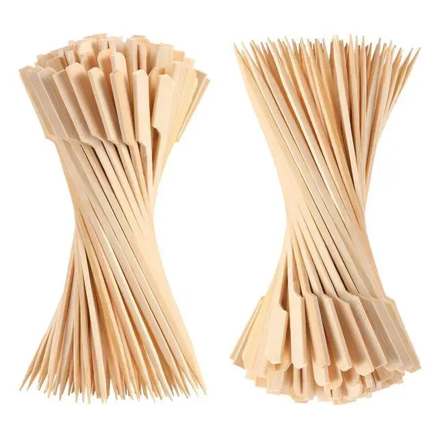 Alt view image 7 of 7 - 200 PCS Bamboo Skewers for Appetizers, 4.7 Inch Toothpicks Cocktail Picks | Mini Food Sticks for Drinks, Fruit Kababs, Sausage, Barbecue Snacks, Natural Wooden Paddle Skewer, Charcuterie Accessories