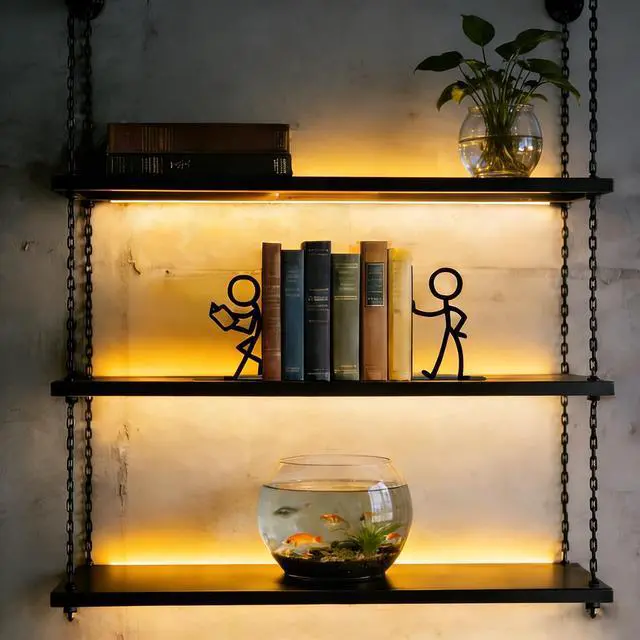 Alt view image 6 of 7 - 2 Pcs Reader Metal Bookends, Cute Book Ends for Shelves, Black | Cute stick figure reader book ends hold heavy books, CDs, DVDs; non-slip base; for bookshelf, office, library & classroom