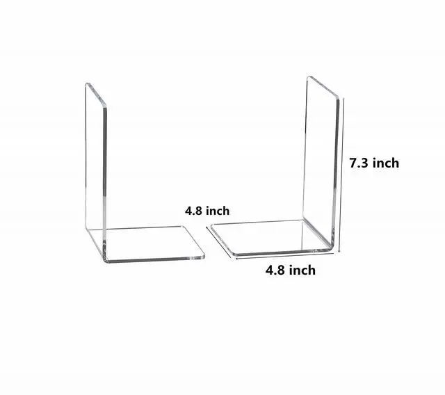 Alt view image 4 of 4 - 4 Pieces Bookends,Clear Acrylic Bookends for Shelves,Heavy Duty Book Ends and Desktop Organizer,Book Stopper for Books/Movies/CDs,7.3x4.8x4.8 inch