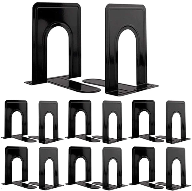 Main image of Book Ends, Heavy Duty Bookends to Hold Books, Metal Bookends | Book Ends for Home Office Decorative, Black 6.5 x 5 x 5.7 in, 7 Pair/ 14Piece