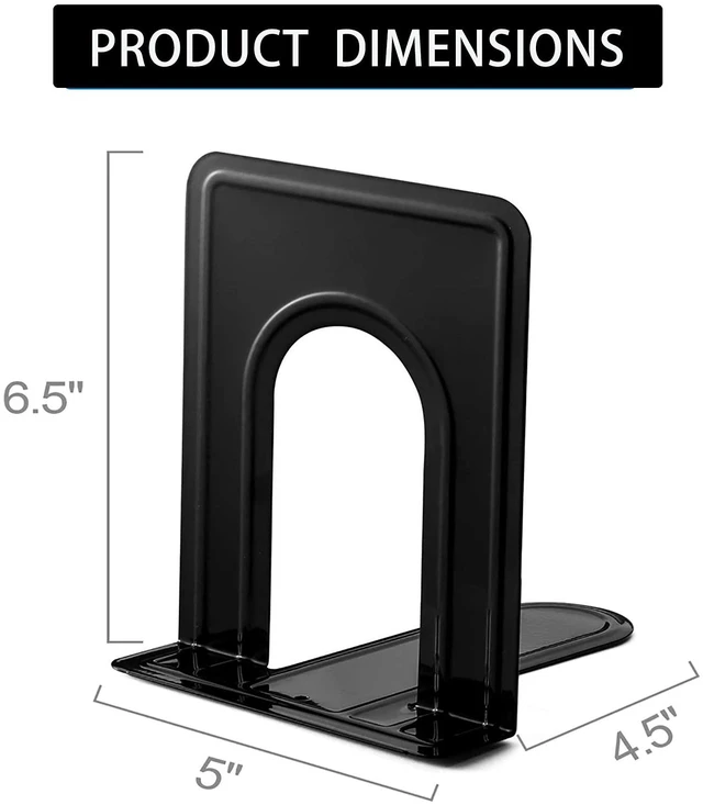 Alt view image 2 of 7 - Book Ends, Heavy Duty Bookends to Hold Books, Metal Bookends | Book Ends for Home Office Decorative, Black 6.5 x 5 x 5.7 in, 7 Pair/ 14Piece