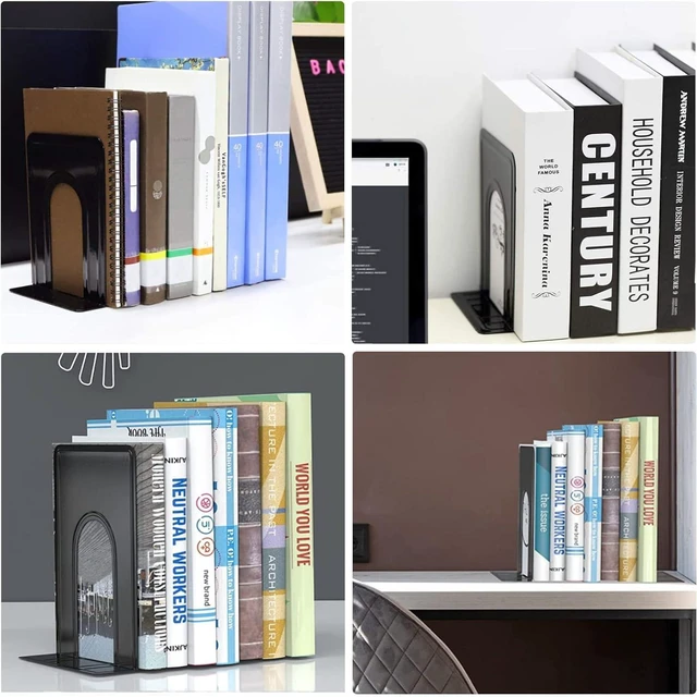 Alt view image 6 of 7 - Book Ends, Heavy Duty Bookends to Hold Books, Metal Bookends | Book Ends for Home Office Decorative, Black 6.5 x 5 x 5.7 in, 7 Pair/ 14Piece