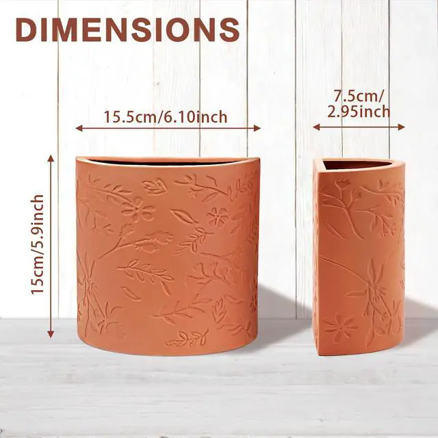 Alt view image 2 of 7 - Decorative Bookends, Terracotta Flower Pot Book Ends for Shelves | Kitchen Bookends Novelty Plant Pot Holder, Office Book Shelf Accessories with Funny Indoor Plants Pot