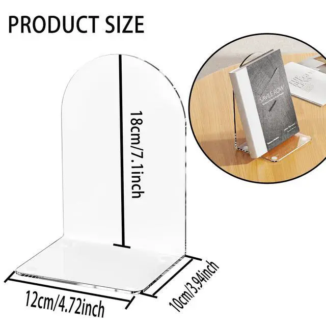 Alt view image 5 of 6 - Acrylic Book Ends 4 Pcs, Clear Bookends, Bookend Organizer for Shelves | Transparent Book Stoppers, Decorative Book Holder Stand for Heavy Books, CD, Book Shelves, File, Video Games