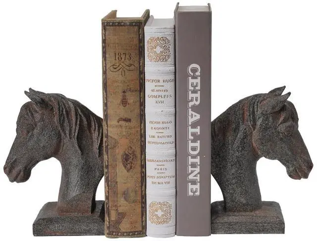 Main image of Horse Bookends Vintage Decor - Set of 2 Antique Rust Finished Horse Head Book Ends for Shelves Desk Office Decor Gifts 5.3 x 3.7 x 7 Inches
