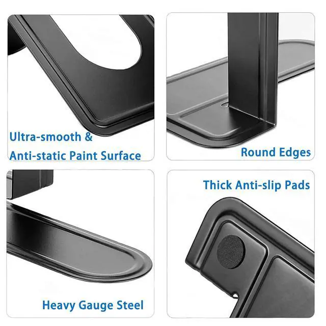 Alt view image 3 of 6 - Metal Book Ends for Shelves, Book Shelf Holder Home Decorative, Book Ends for Heavy Books/Movies/CDs, Black 6.5 x 5 x 5.7 in, 4 Pair/ 8 Piece | Book Ends for Heavy Books/Movies/CDs